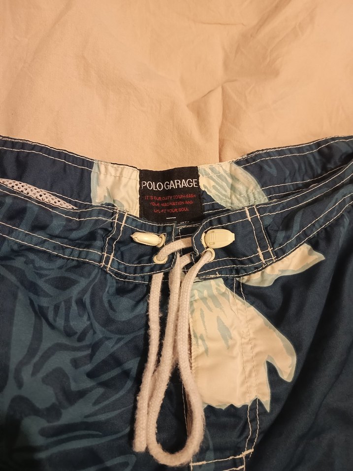 Erkek Mavi Çiçekli Bağcıklı Mayo Şort - Görsel 4