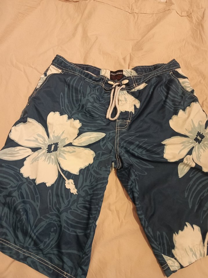 Erkek Mavi Çiçekli Bağcıklı Mayo Şort - Görsel 3