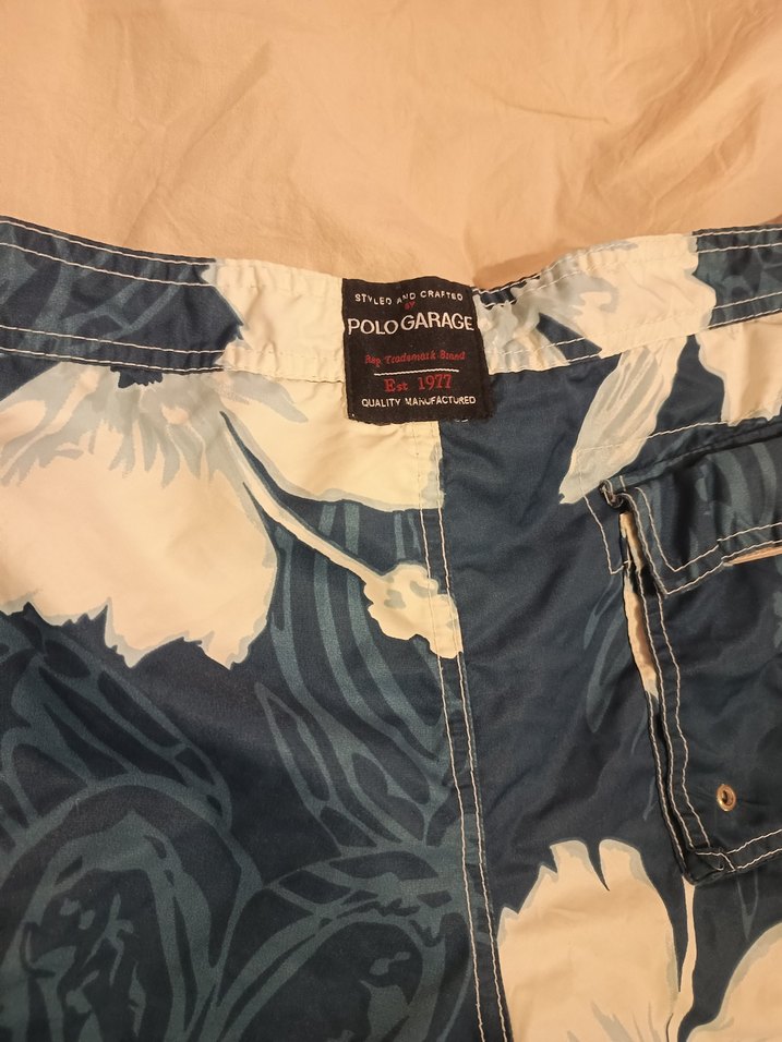 Erkek Mavi Çiçekli Bağcıklı Mayo Şort - Görsel 2