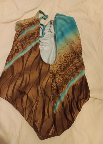 kom Bohem Tarzı Drapeli Batik Desenli Kadın Mayo - Görsel 2