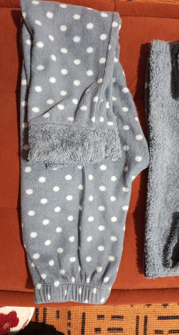 Gri Puantiyeli Ayıcık Desenli Çocuk polar Pijama Takımı - Görsel 3