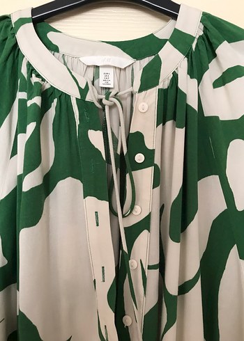 H&M H&M Yeşil Bağlama Desenli Uzun Bohem Elbise