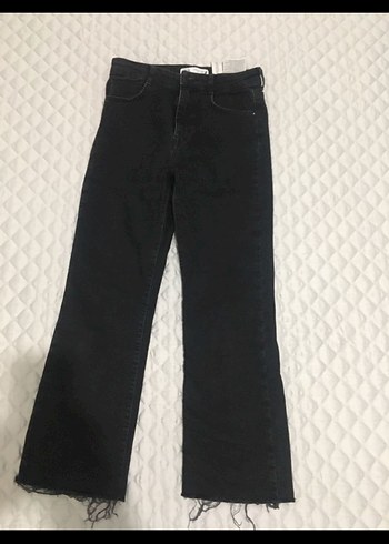 Zara Siyah Midi Flare Jean - Görsel 4