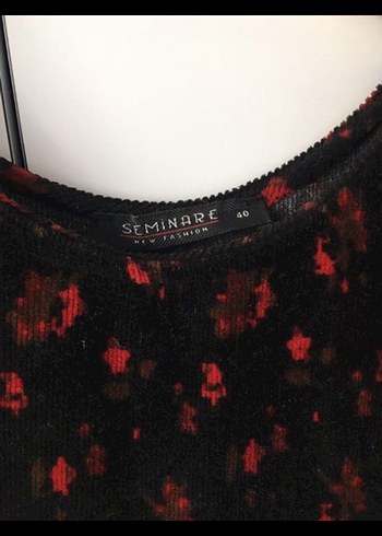 Bordo Çiçek Desenli Kadife Uzun Kollu Midi Elbise - Görsel 3