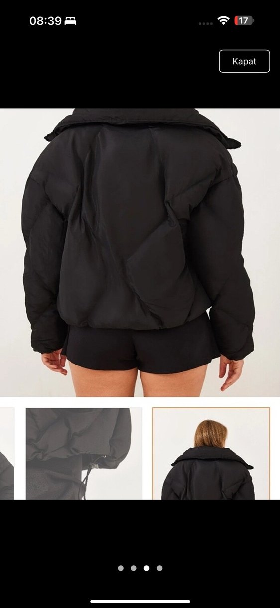 Kadın Siyah Şişme Mont - Görsel 3