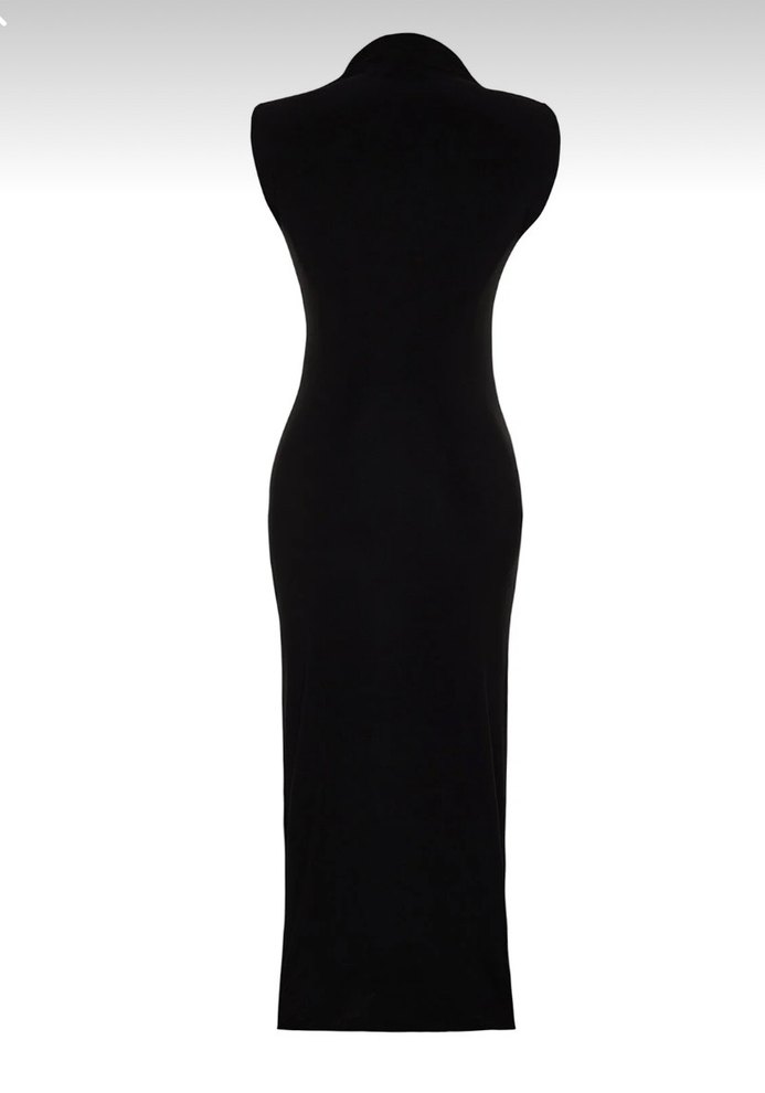 Siyah Uzun Kadın Kalem Elbise - Görsel 2