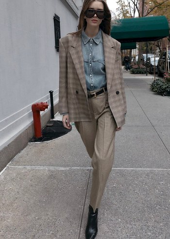 Zara kareli oversize blazer - Görsel 4