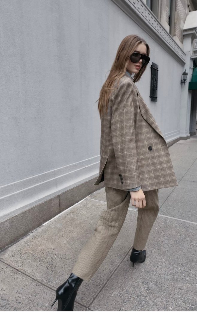 Zara kareli oversize blazer - Görsel 2