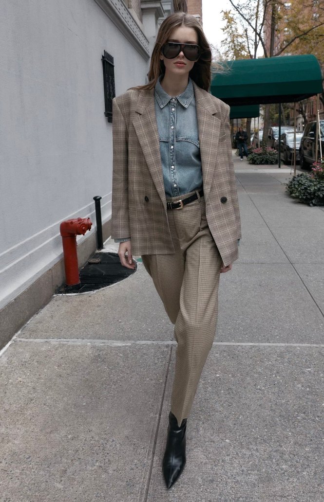 Zara kareli oversize blazer - Görsel 4