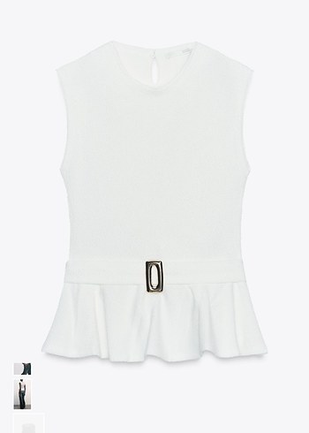 Tokalı peplum boucle top - Görsel 3