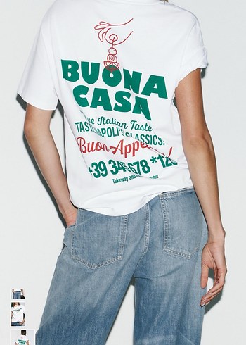 Zara baskılı yazılı tişört - Görsel 2