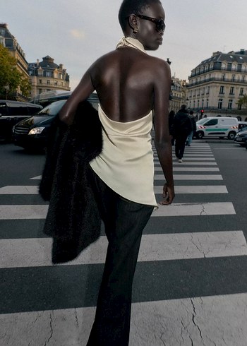 Zara asimetrik saten halter top - Görsel 4