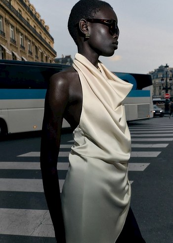 Zara asimetrik saten halter top - Görsel 2