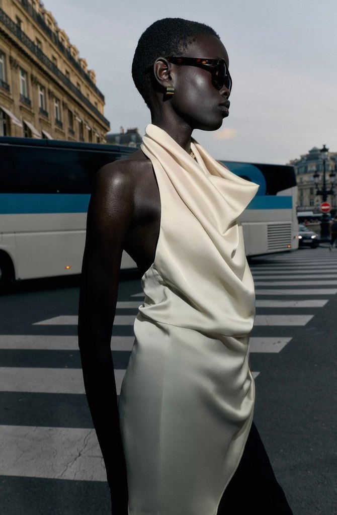 Zara asimetrik saten halter top - Görsel 2