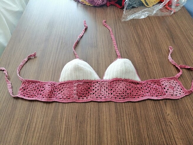 s Beden El örgüsü bikini üstü
