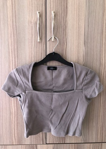 Gri Kısa Kollu Crop Top