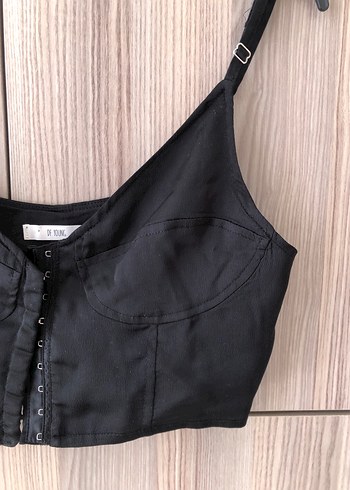 s Beden Siyah Düğmeli Saten Bustiyer