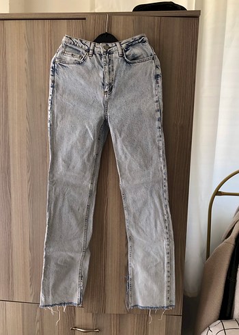Gri Batik Desenli Midi Boy Kadın Jean