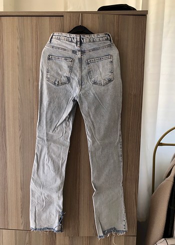 Trendyol & Milla Gri Batik Desenli Midi Boy Kadın Jean