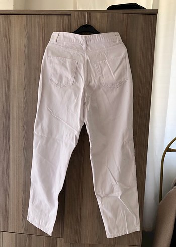 Diğer Beyaz Loose Fit Midi Kadın Keten Pantolon