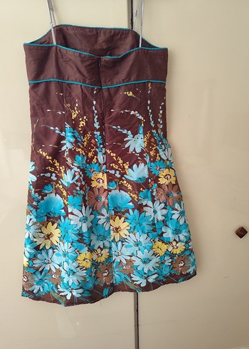 Bohem Tarzı Kahverengi Askısız Midi Elbise - Görsel 5