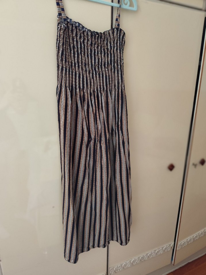 Bohem Tarzı Uzun Pilili Kadın elbise - Görsel 4