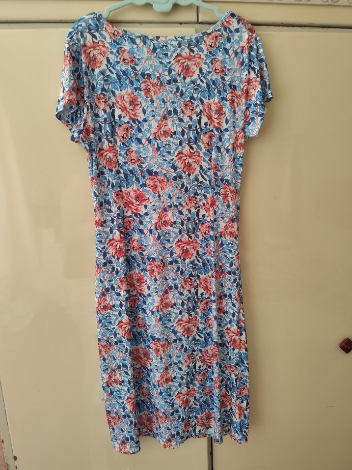 Çiçek Desenli Kısa Kollu Midi Elbise - Görsel 5