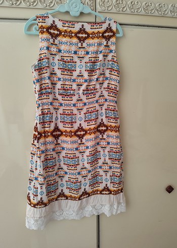 Dantel Detaylı Bohem Çok Renkli Midi Elbise - Görsel 5