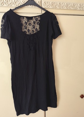 Dantel Detaylı Siyah V Yaka Midi Elbise - Görsel 6