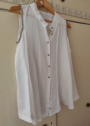 Düğmeli, Kolsuz, Keten Gömlek - Görsel 6