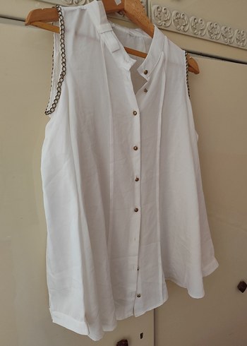 Düğmeli, Kolsuz, Keten Gömlek - Görsel 5