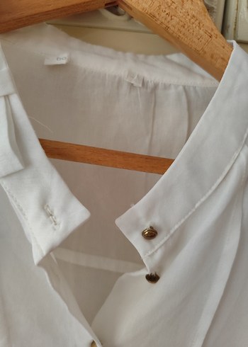 Düğmeli, Kolsuz, Keten Gömlek - Görsel 7