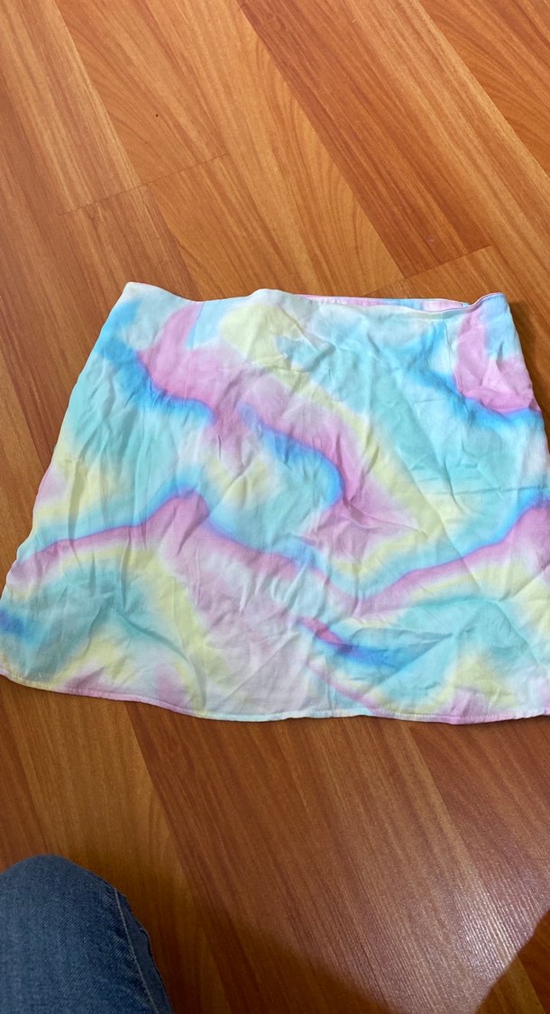 Drapeli Pastel Tie-Dye Mini Etek - Görsel 3