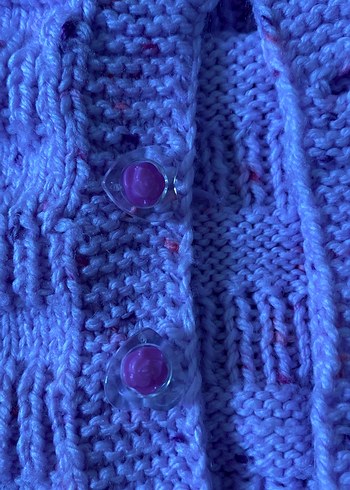 Kız Çocuk Mavi Örgü Kolsuz Yelek - Görsel 2