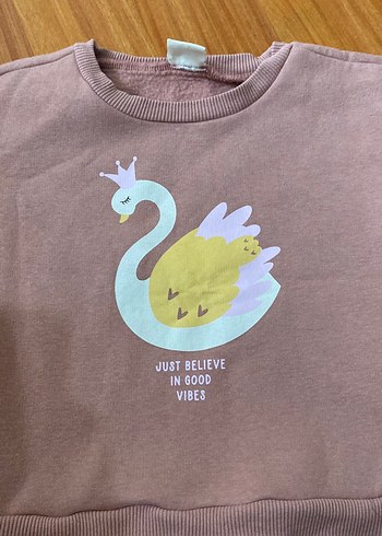 Kız Çocuk pembe Baskılı Örme Sweatshirt - Görsel 2