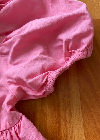 Pembe Kız Çocuk Keten Elbise - Görsel 3