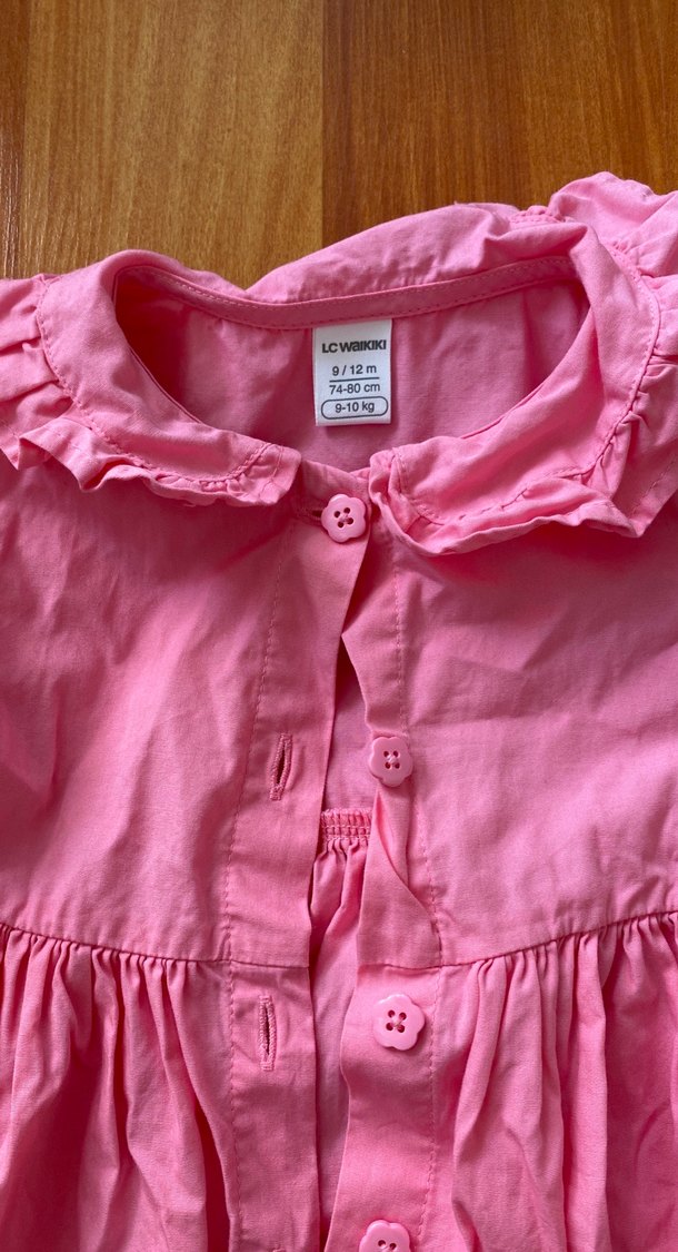 Pembe Kız Çocuk Keten Elbise - Görsel 2