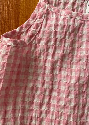 Kız Çocuk Pembe Keten Fırfırlı Elbise - Görsel 3