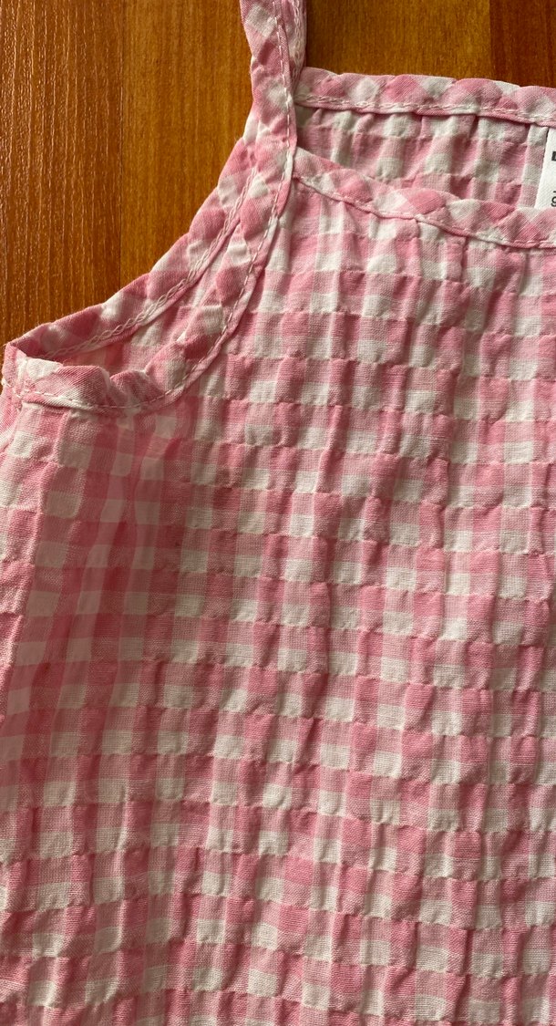 Kız Çocuk Pembe Keten Fırfırlı Elbise - Görsel 3