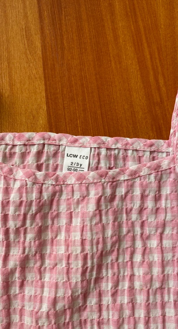 Kız Çocuk Pembe Keten Fırfırlı Elbise - Görsel 2