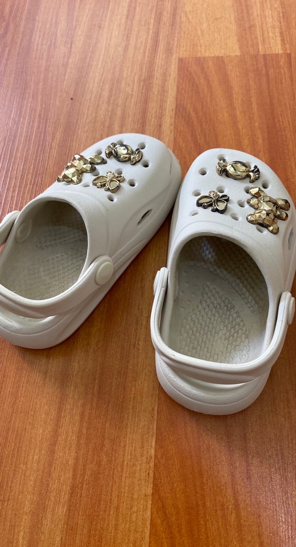 Beyaz Parlak Taşlı Kız Çocuk Terliği - Görsel 2