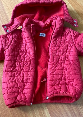 Çocuk Kapüşonlu Kırmızı Fermuarlı Mont - Görsel 2