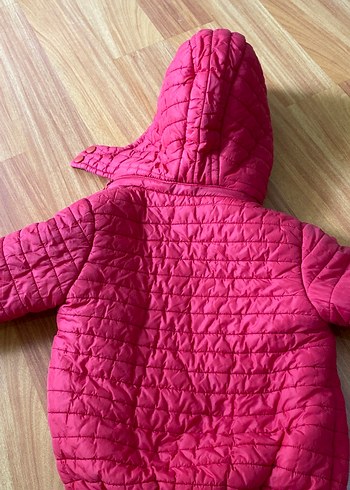 Çocuk Kapüşonlu Kırmızı Fermuarlı Mont - Görsel 4