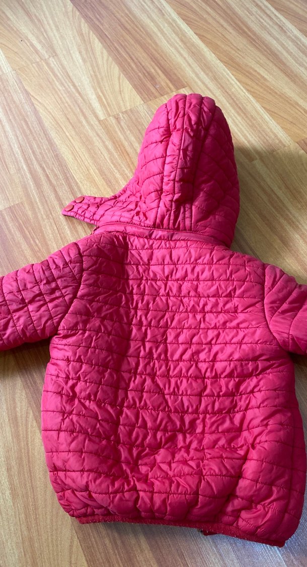 Çocuk Kapüşonlu Kırmızı Fermuarlı Mont - Görsel 4