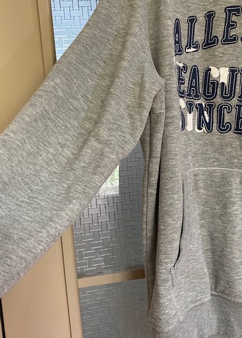 Gri Baskılı Kapüşonlu Kadın Sweatshirt - Görsel 4