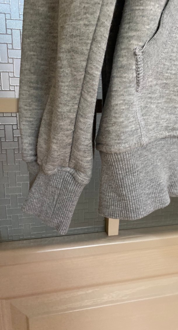 Gri Baskılı Kapüşonlu Kadın Sweatshirt - Görsel 5