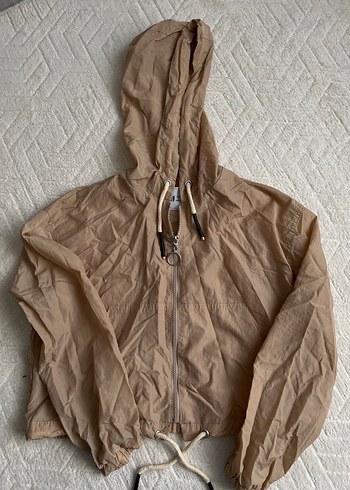 Bej Kapüşonlu Kadın Keten Ceket - Görsel 2