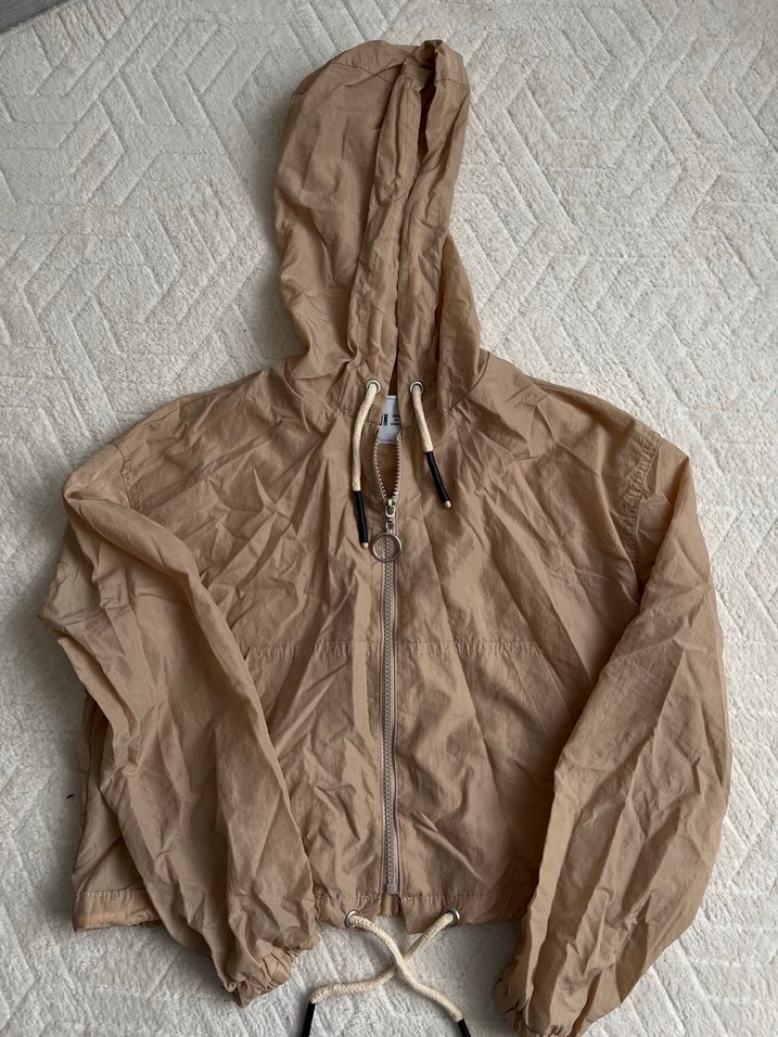 Bej Kapüşonlu Kadın Keten Ceket - Görsel 2