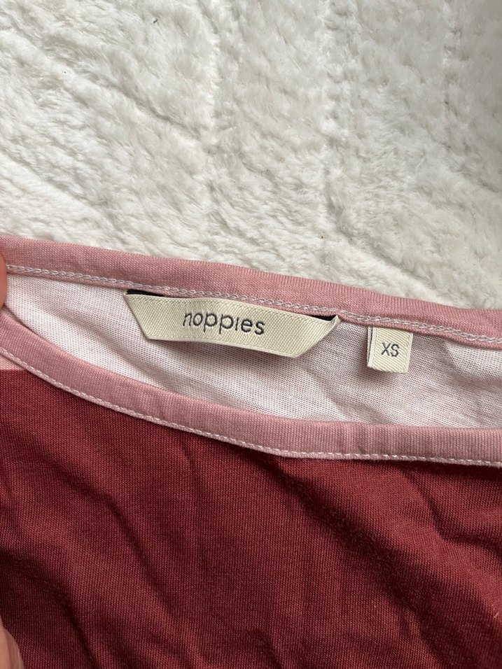 Bordo Açık Pembe Çizgili Hamile Tişört - Görsel 3