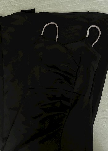 Siyah Drapeli Uzun Abiye Elbise - Görsel 2